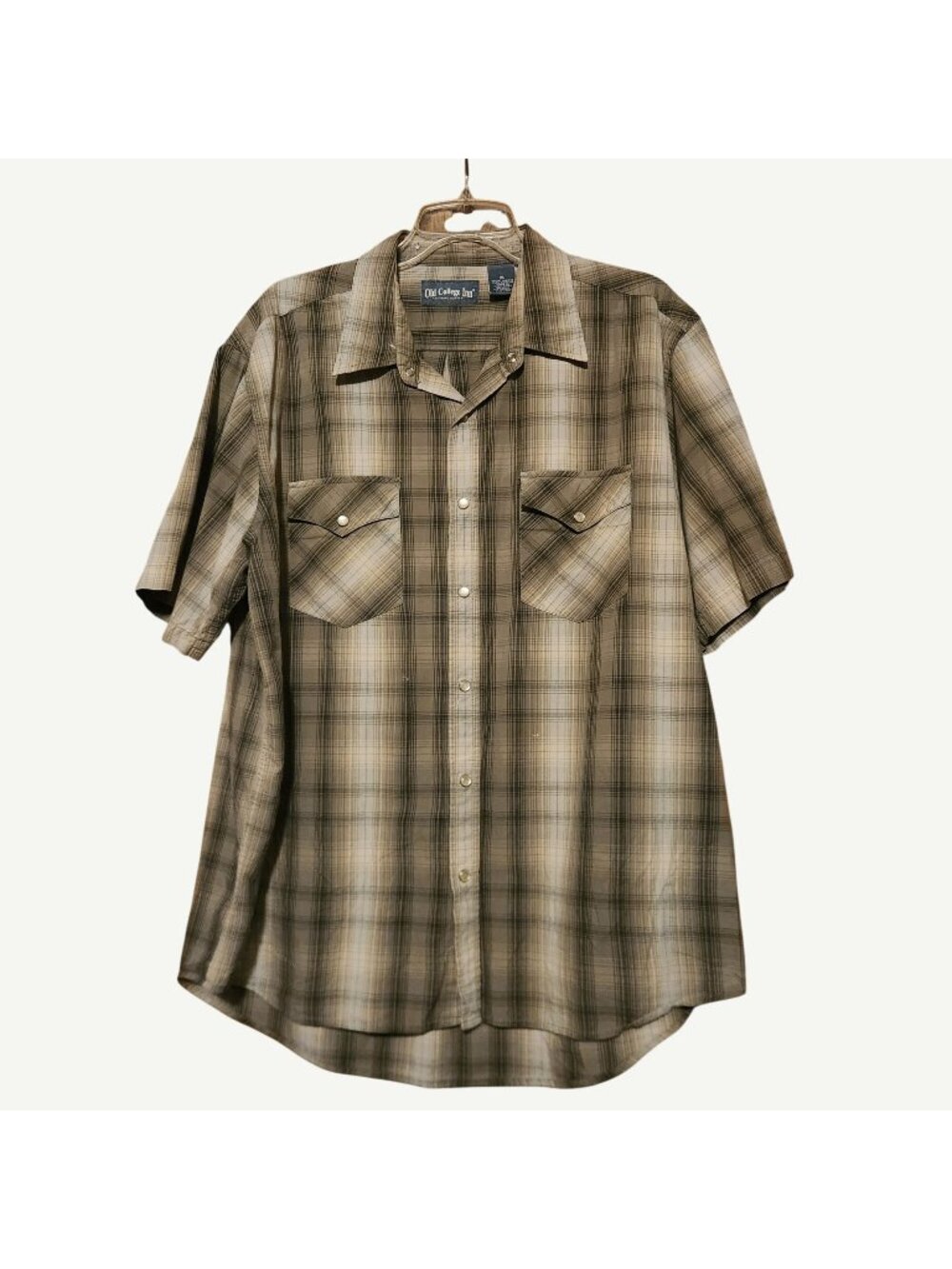 Vintage Western Shirt with Pearl Snaps Wing Tip Collar XL Short Sleeves